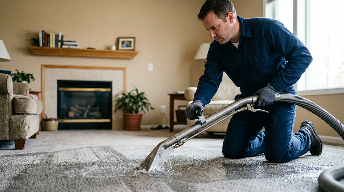 Water damage restoration technician working near Tebbetts, MO
